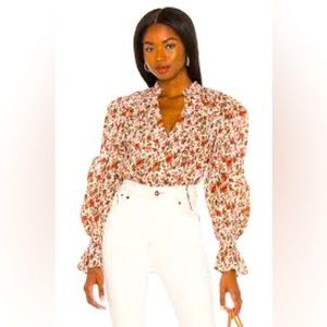 Free People Ruffled Keyhole Blouse
